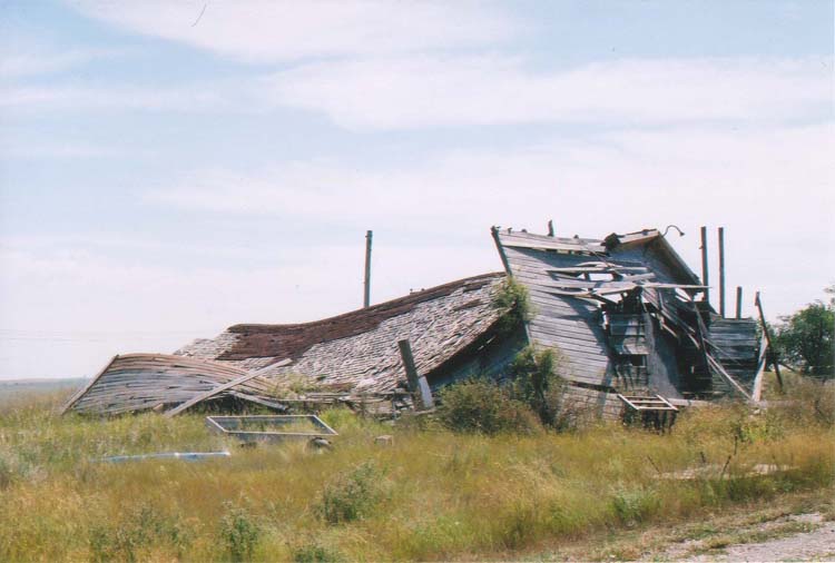 A collapsed commercial building.